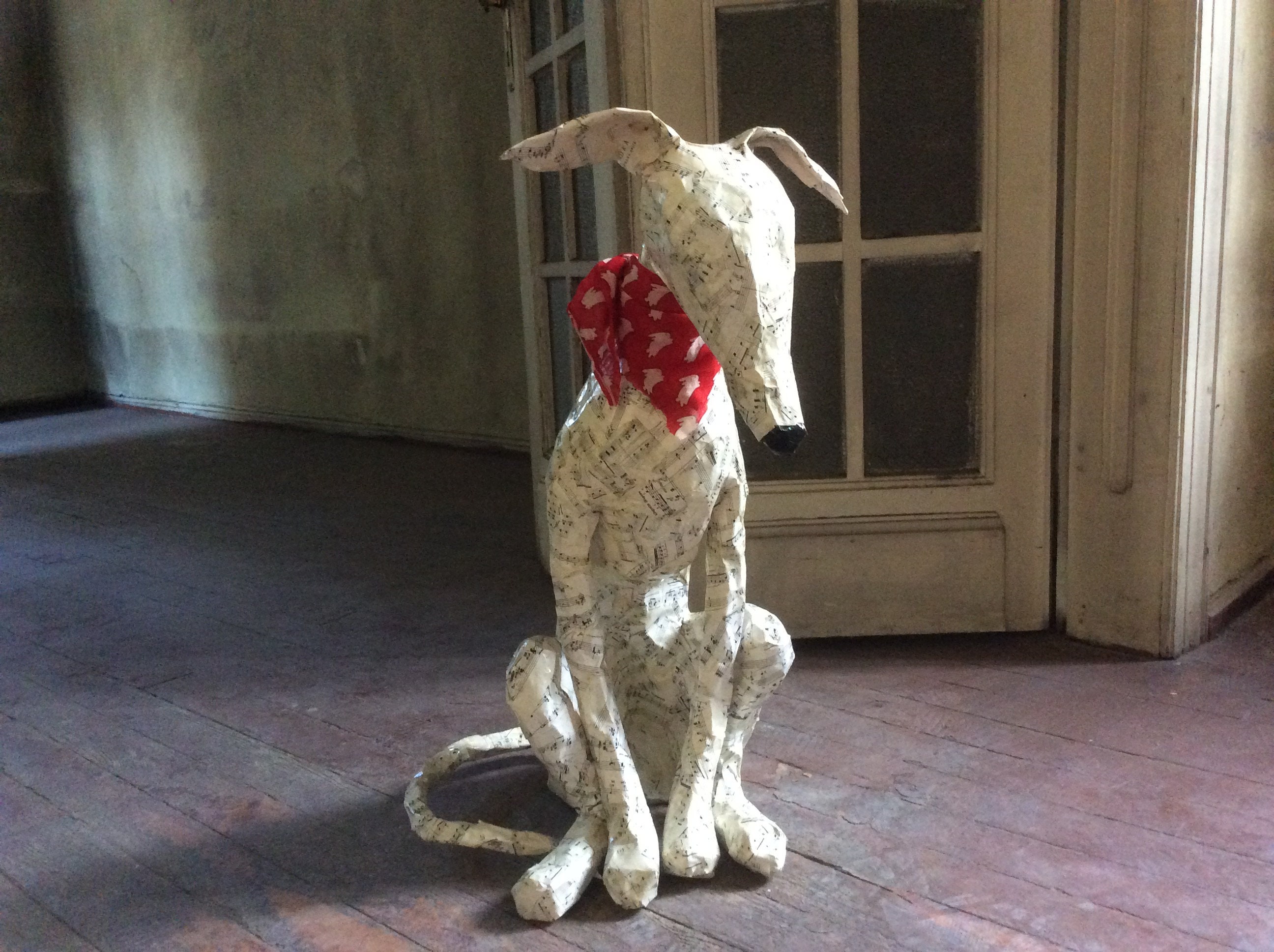 English Whippet Greyhound Paper Mache Dog Statue Real Size 29 Etsy