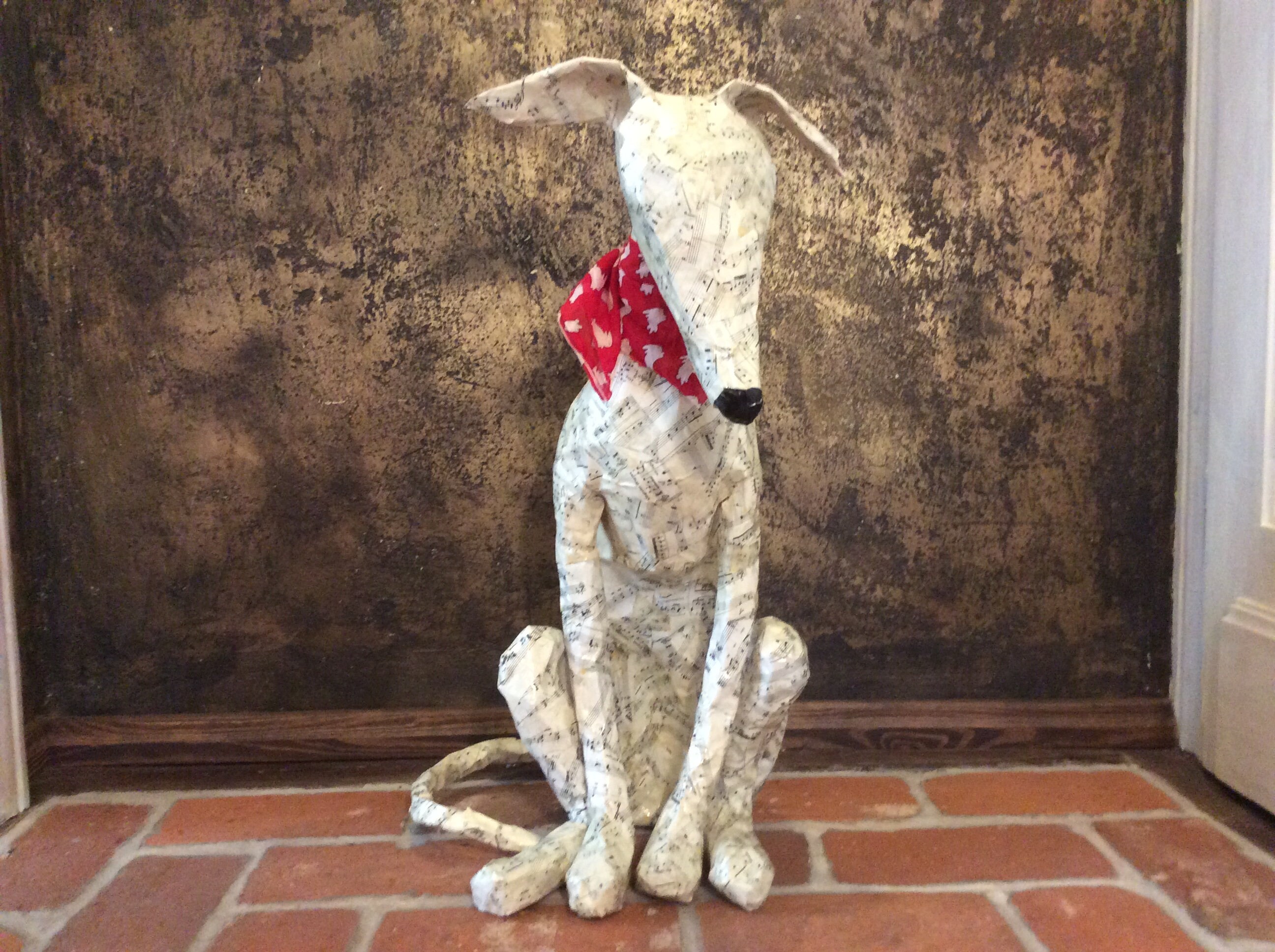 English Whippet Greyhound Paper Mache Dog Statue Real Size 29 Etsy
