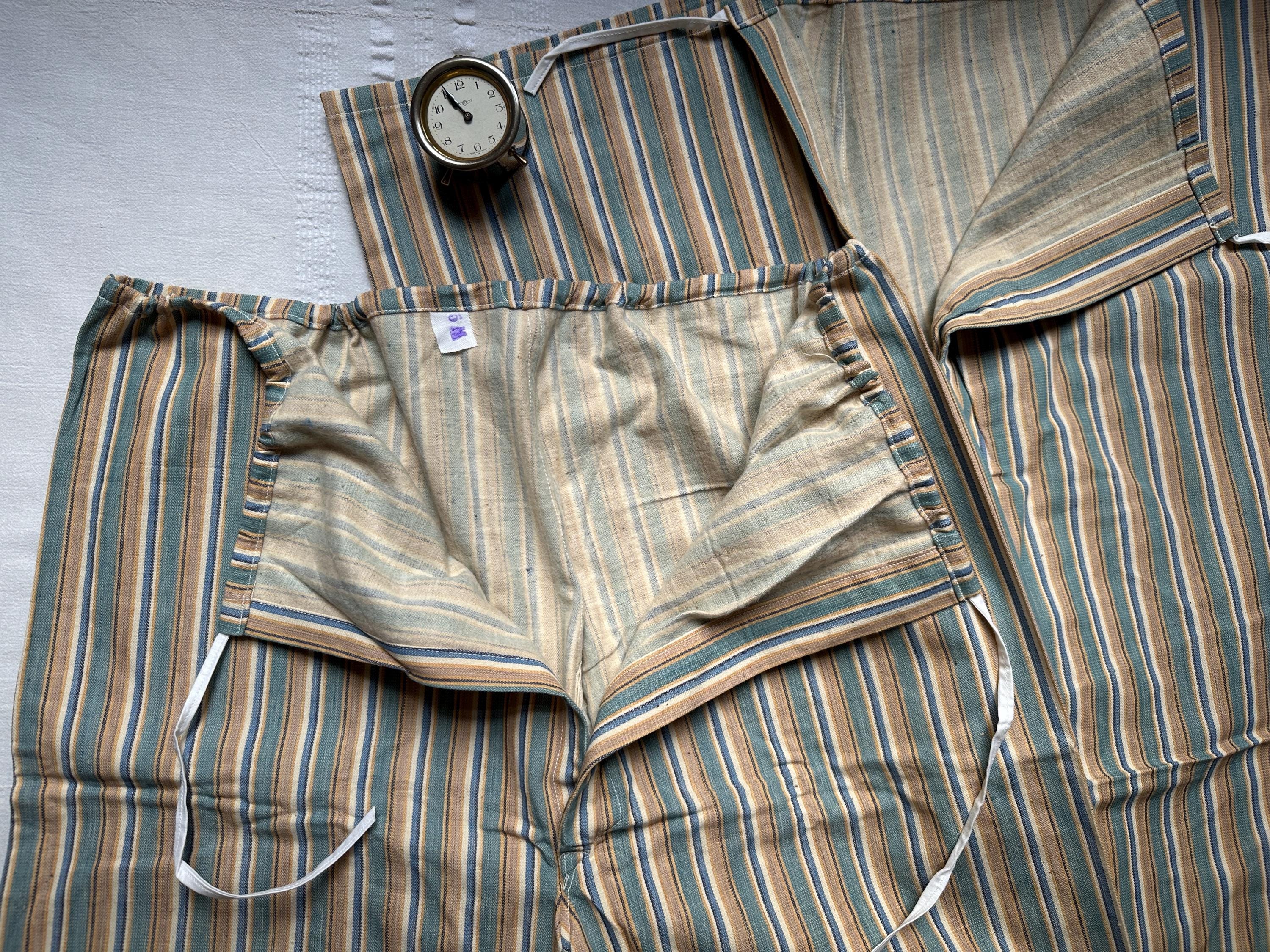 Vintage 60s French Brushed Flannel Cotton Stripe Pyjamas Pajamas ...