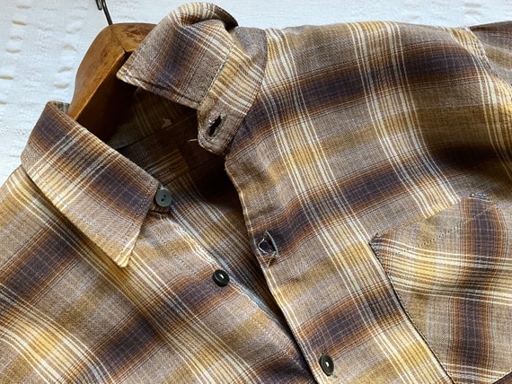 Vintage French Smock Checked Workshirt Work Shirt… - image 5