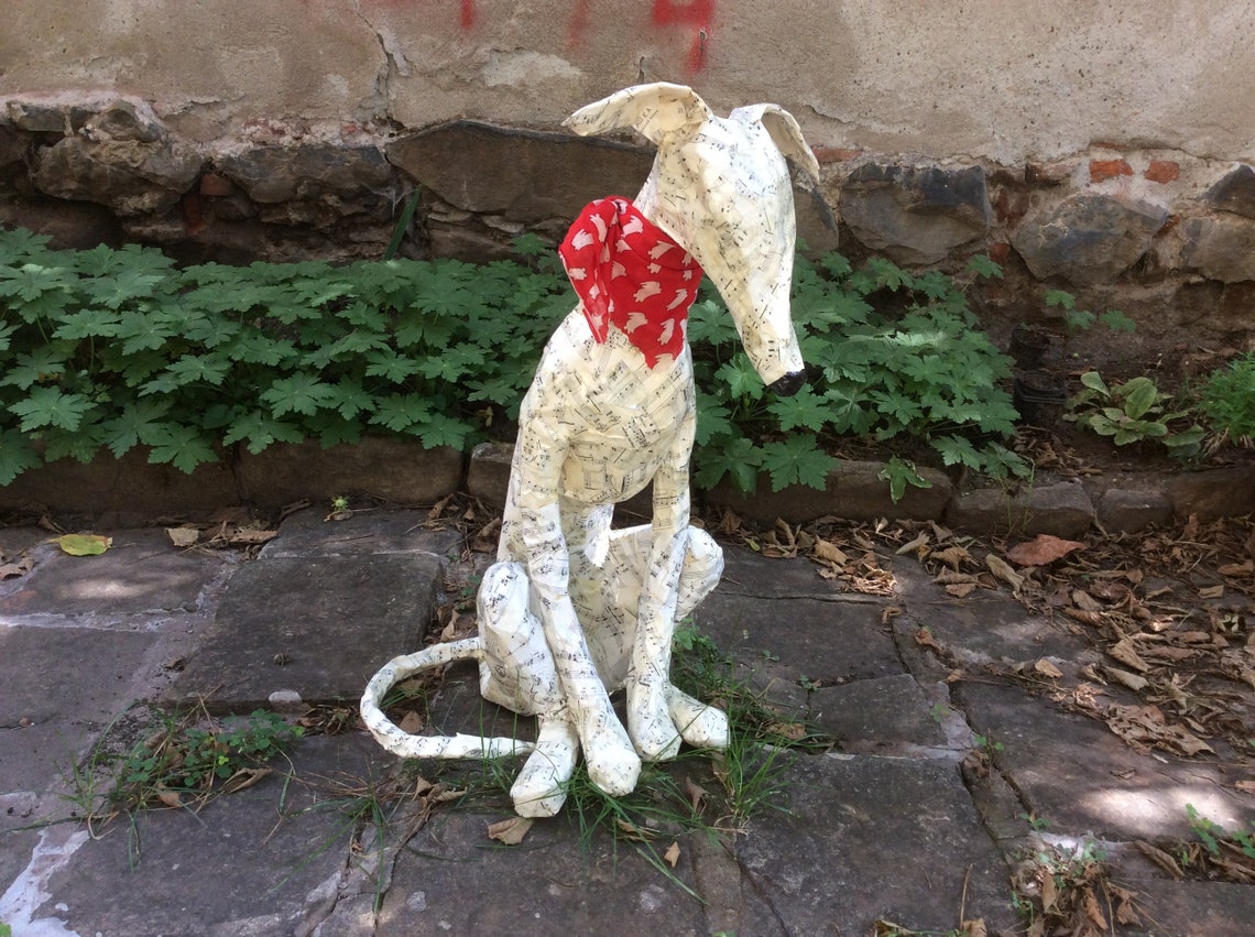 English Whippet Greyhound Paper Mache Dog Statue Real Size 29 Etsy