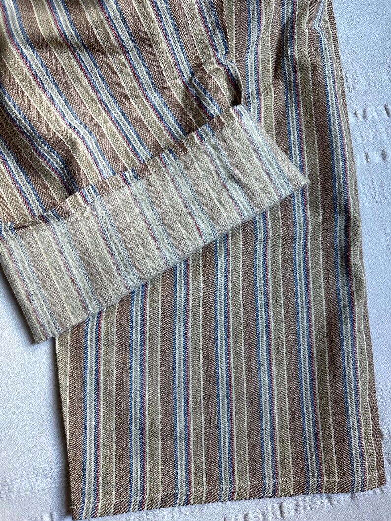 Vintage 60s French Brushed Flannel Cotton Stripe Pyjamas Pajamas ...