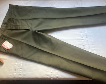 Vintage German Moleskin Chore Pants Trousers Work Pants W44" Peasant Workwear Workers Sanfor Olive green XL 2XL 2220