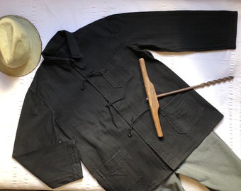 Vintage 60's Work Jacket XS Small Medium Large L XL 2XL Workwear Hobo Flannel Shirt Chore Coat Worker Selvage Cotton striped 1700