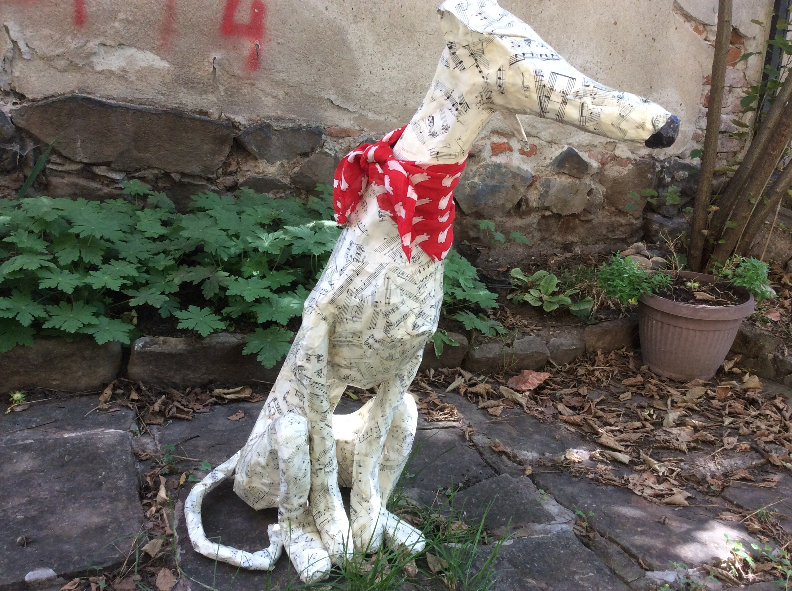 English Whippet Greyhound Paper Mache Dog Statue Real Size 32 Etsy