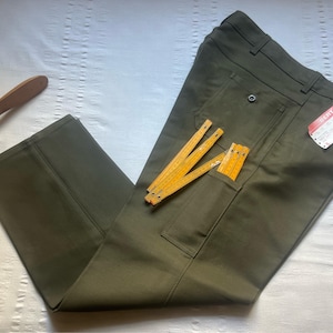 Vintage German Moleskin Chore Pants Trousers Work Pants W44&quot; Peasant Workwear Workers Sanfor Olive green XL 2XL 2220