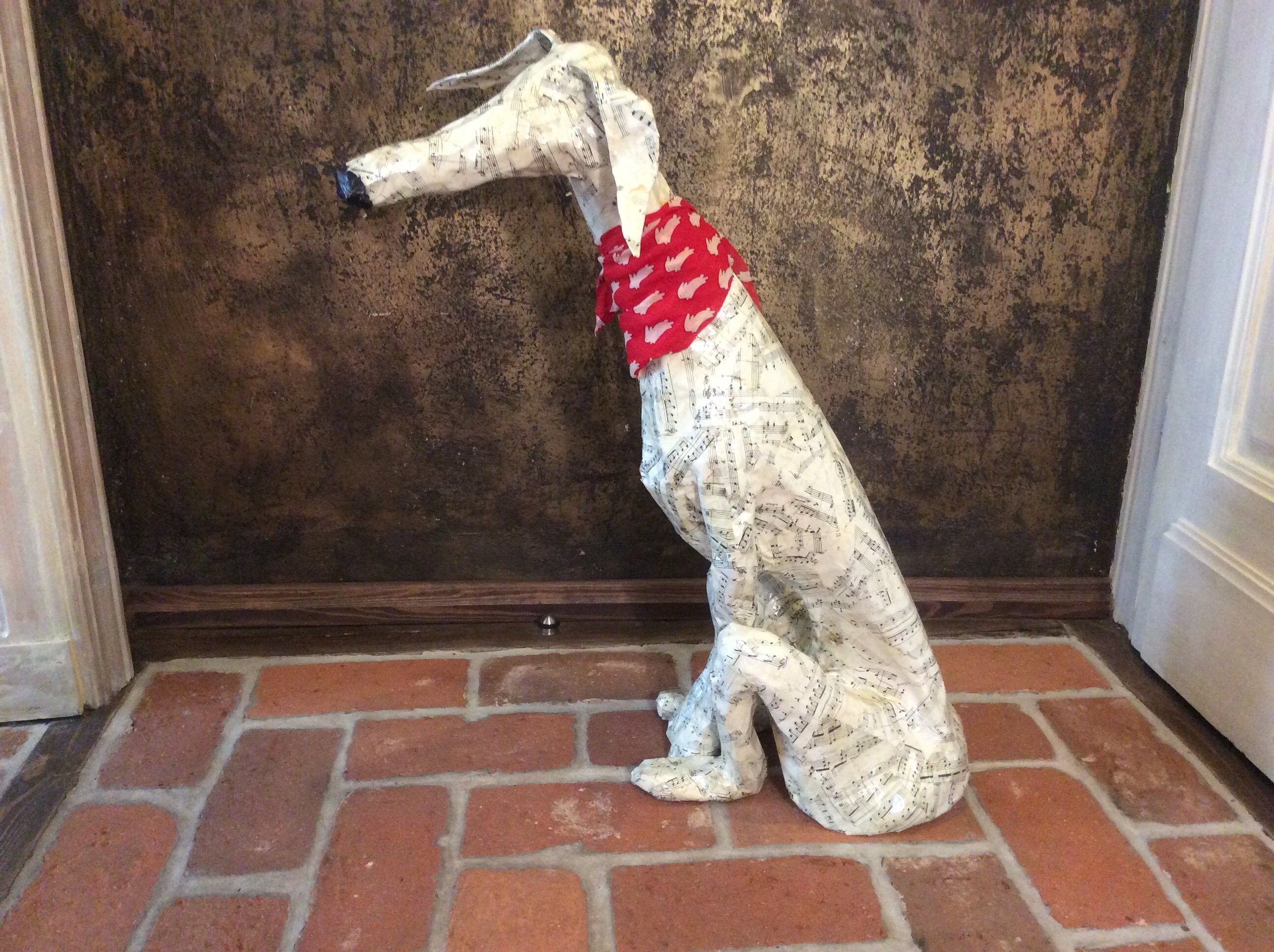English Whippet Greyhound Paper Mache Dog Statue Real Size 32 Etsy