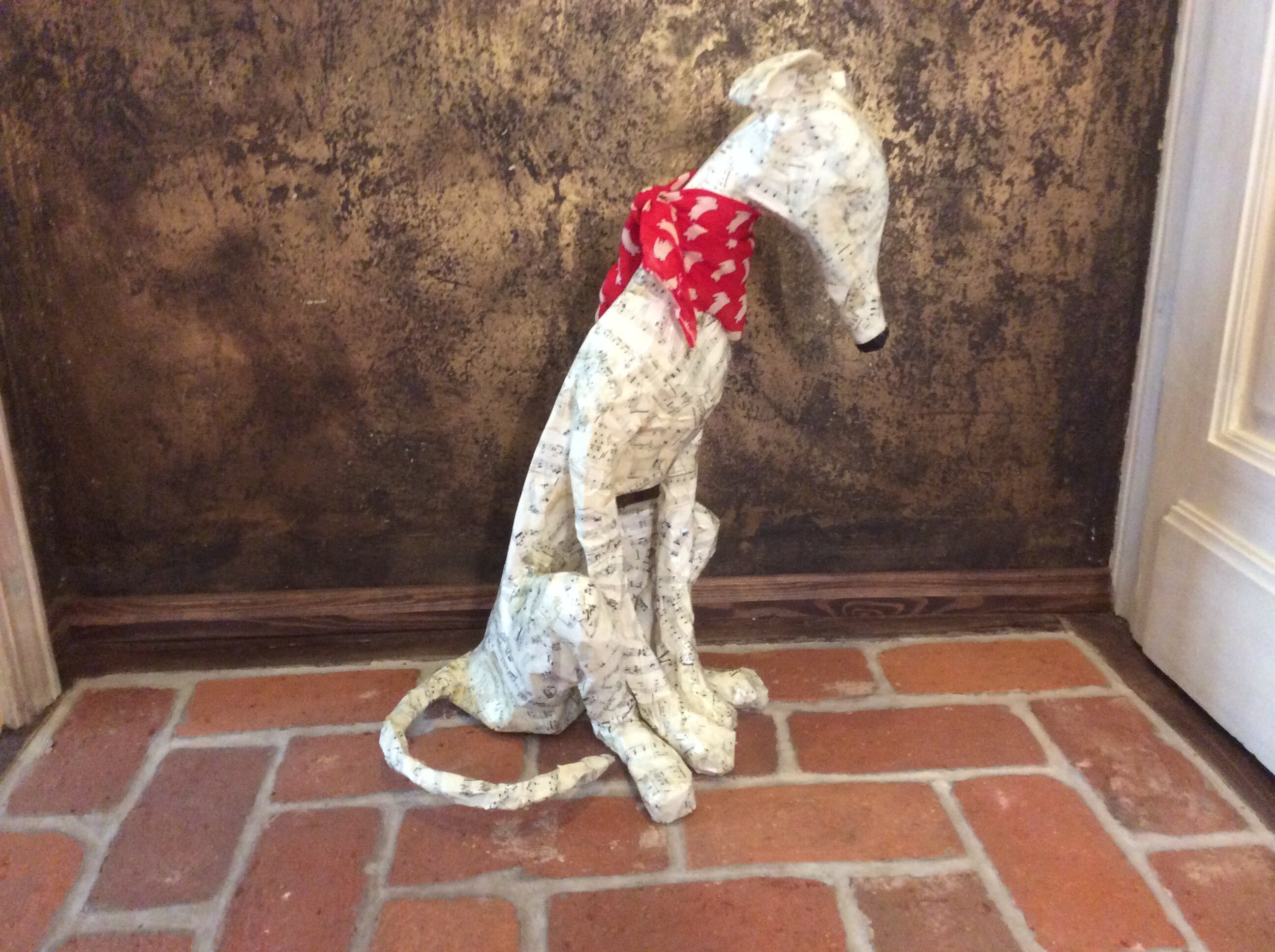 English Whippet Greyhound Paper Mache Dog Statue Real Size 29 Etsy