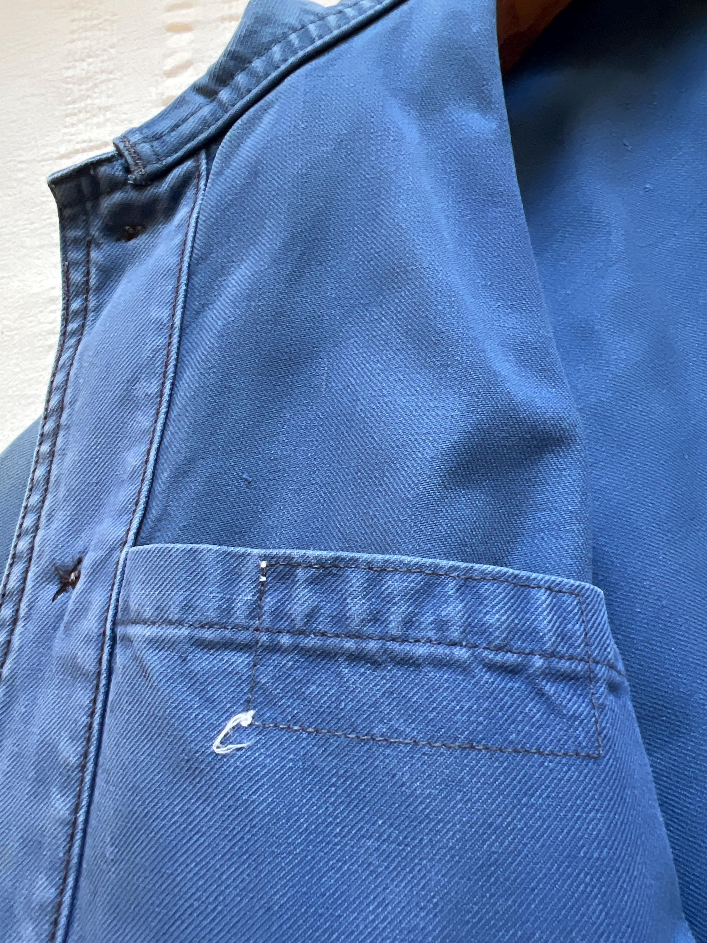 セ－ル！60s~ German Painter Work Jacket 60s Style French Chalk Blue Cotton Twill Canvas Chore Jacket