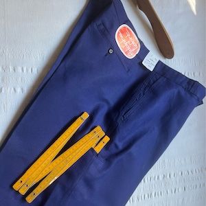 Vintage French Work Pants Adolphe Lafont W44&quot; 2XL 3XL Workwear Work Jeans high waist Cotton Blue Dead stock 2170