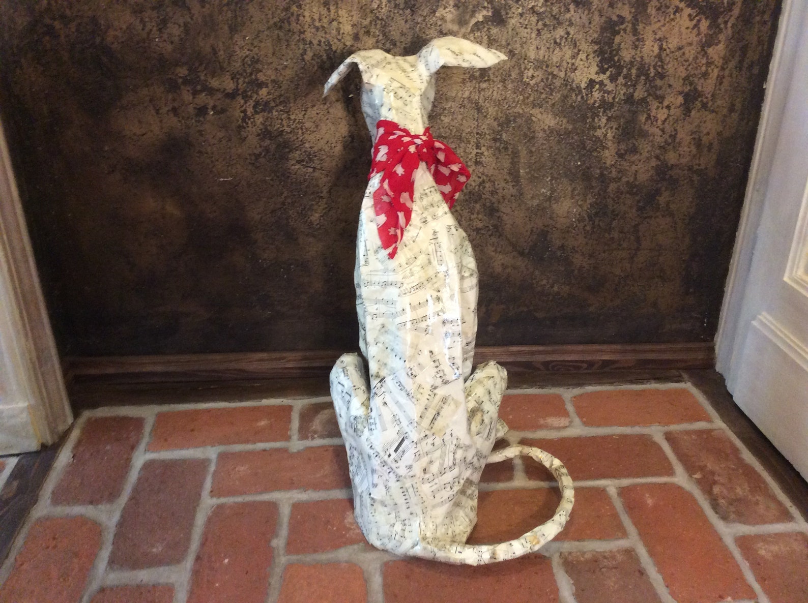 English Whippet Greyhound Paper Mache Dog Statue Real Size 29 Etsy