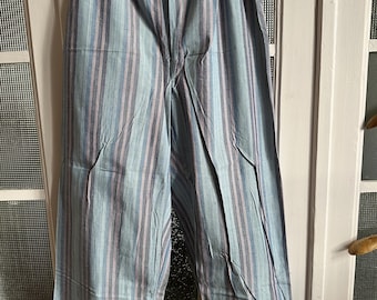 Pijama vintage francês dos anos 60 em flanela escovada de algodão com listras, tamanhos 2XL e 3XL, estilo presidiário, modelo 1827.