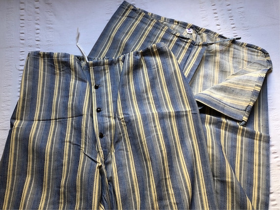 ラフ　50-60s french flannel slacks Vintage 60s French Brushed Flannel Cotton Stripe Pyjamas