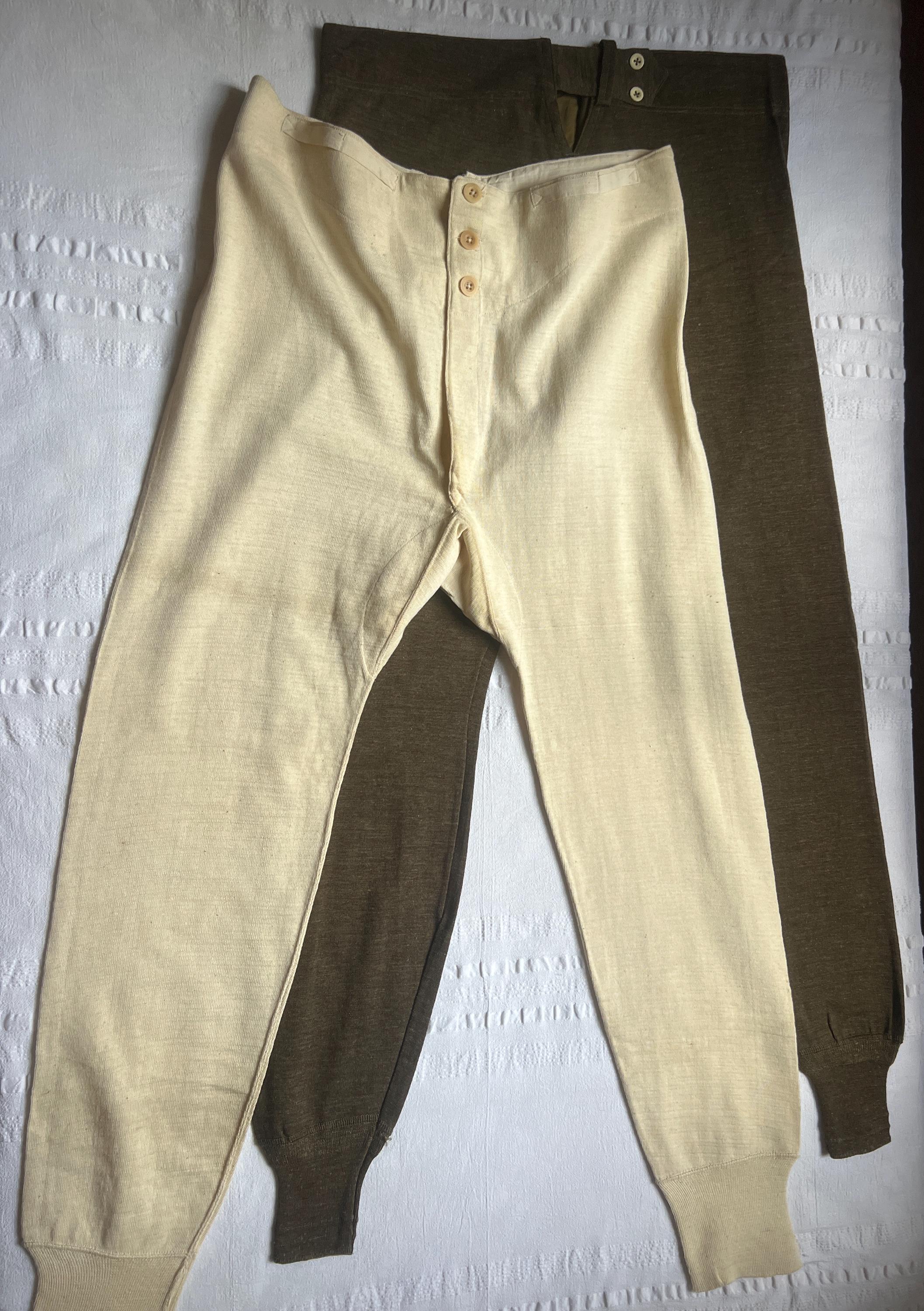 Vintage French Wool Military Underpants Long John Thermal