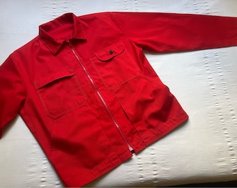 Veste de travail allemande vintage Pit 24,5" grande veste de travailleur rétro vêtements de travail vêtements de travail hobo corvée manteau chemise de travail vêtement de travail rouge 2133