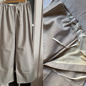 Vintage 60s French brushed flannel cotton stripe pyjamas pajamas Underclothes Large XLarge prison pants Prisoner PJ's Pajamas cozy 2209