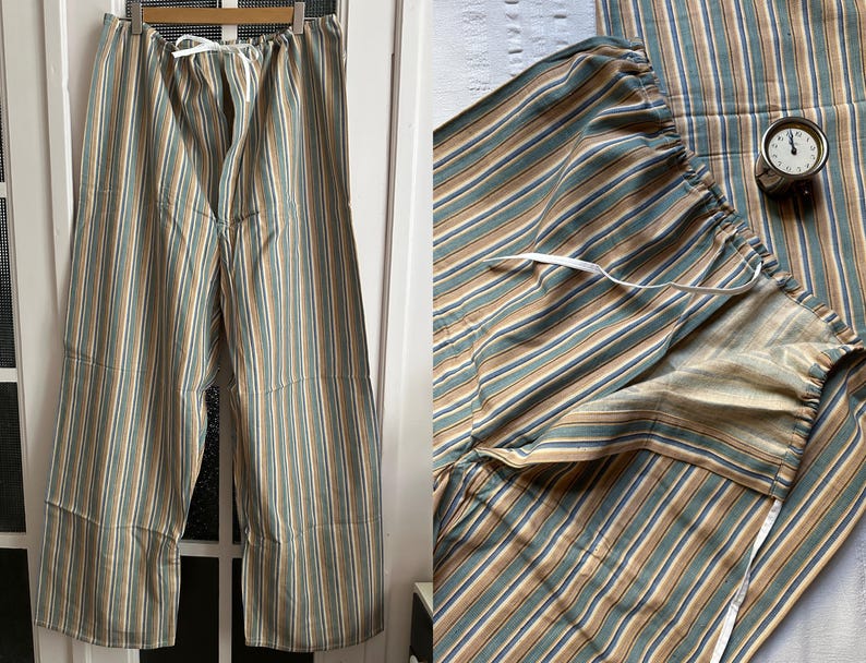 Prison Issue Pyjamas Vintage 60s French Brushed Flannel Cotton Stripe Pyjamas Pajamas ...