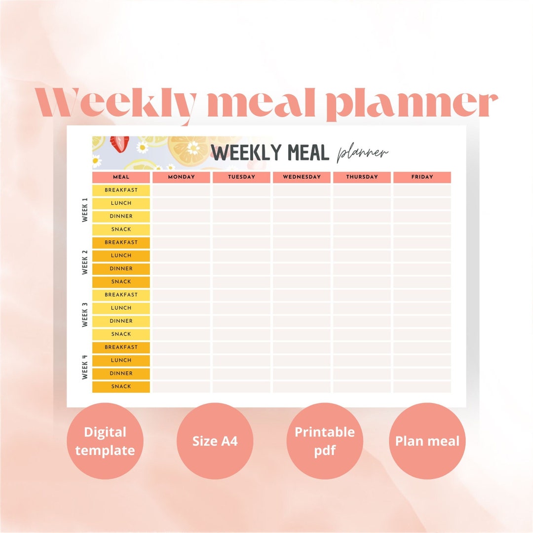 Weekly Meal Planner Digital Download - Etsy
