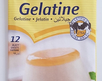 12 Sheets Halal Leaf Gelatine Bovine Beef Gelatin by Gelita Gelling Agent Jello