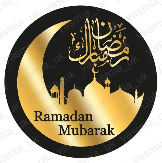 35 Ramadan Mubarak Stickers Gold Black Glossy Paper Great Quality  Professionally Printed Masjid Silhouette