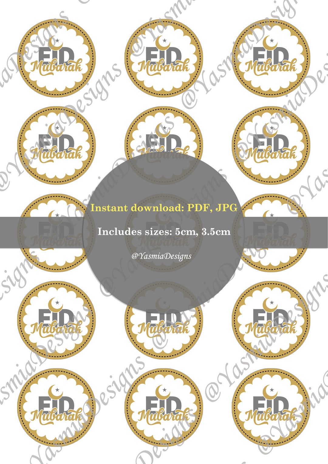 Instant Download Printable Eid Mubarak Labels Cake Topper Decoration ...