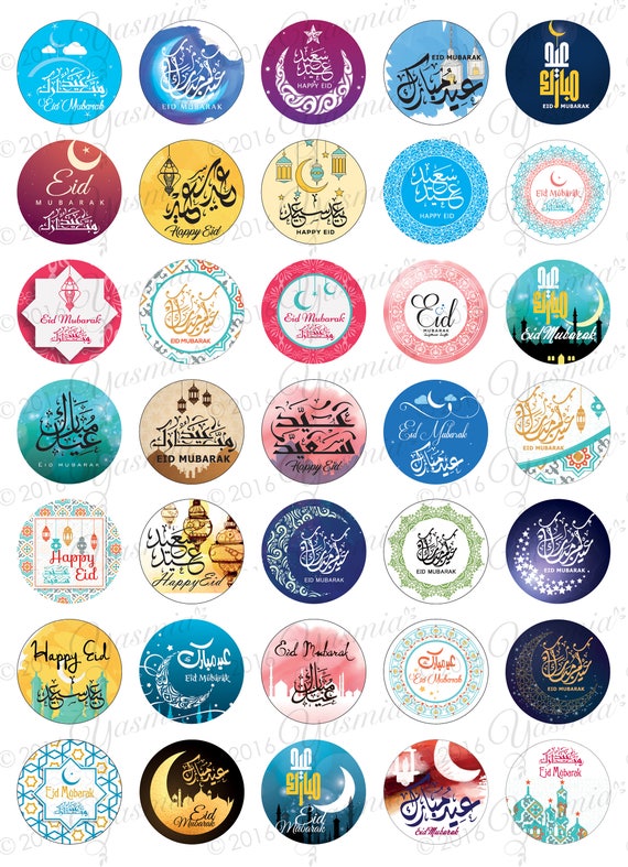 35 Eid Mubarak Adesivi Decorazioni Colorati Disegni Fantastici Etsy
