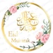 35 Eid Mubarak Stickers UK On A Glossy Paper Floral White Gold Flower Great Quality Professionally Printed 