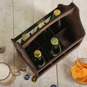 Gifts for Him Bottle Carrier 6 Pack / Beer Bottle Box / Beer Crate 6 / Beer Lover / Eco Valentine's Day GiftsFor Husband image 9