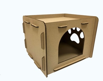 Cardboard Cat House: Eco-Friendly Pet Bed, Personalized Cat Gift