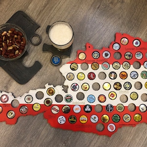 Mapa de tapas de cerveza de Austria en color / Decoración de pub / Soporte para tapas de botellas / Mapa de Austria / Regalo para amantes de la cerveza