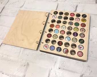 Álbum de tapas de cerveza personalizado: soporte de tapas de madera, 192 agujeros, regalo para él o para los amantes de la cerveza.