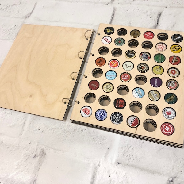 Collectible Album for Beer Caps / Personalized Beer Caps Holder / Gift For Him / Bottle Caps Holder