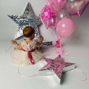 Kids Piñata Stars / Girls Piñata Box / Bachelorette Party Star Piñata / Party Supplies / Silver Star