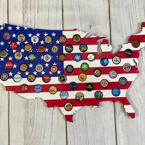 Présentoir de capsules de bouteilles / États-Unis / Porte-capsules de bière / Carte des États-Unis / Panneau supérieur de bouteille / Décoration murale / Concert pour collègue