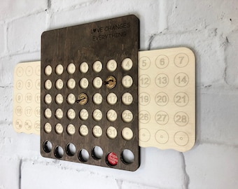 Calendario de pared perpetuo de madera grande personalizado: ecológico para la decoración del hogar y la oficina El amor lo cambia todo