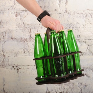 Dark Beer Caddy 6 Pack/ Valentine&#39;s Day Gifts / Beer Bottle Holder/ Six Pack Carrier/ Beer Gifts for Men
