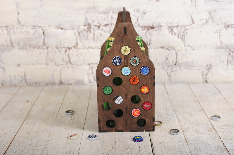 Gifts for Him Bottle Carrier 6 Pack / Beer Bottle Box / Beer Crate 6 / Beer Lover / Eco Valentine's Day GiftsFor Husband image 2