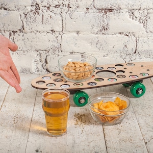 Original Gifts / Movable Beer Tray / Recycled Skateboard Decor/ Craft Gifts / For Beer Lovers / Gift for Brother