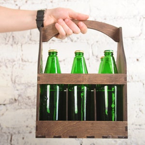 Gifts for Him Bottle Carrier 6 Pack / Beer Bottle Box / Beer Crate 6 / Beer Lover / Eco Valentine's Day GiftsFor Husband image 6