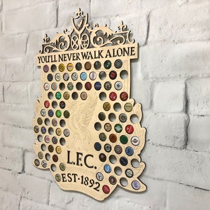 Liverpool FC / Eco Gifts For Him / Beer Caps Holder/  Liverpool Fans Gift / FC logo/ Football Gifts