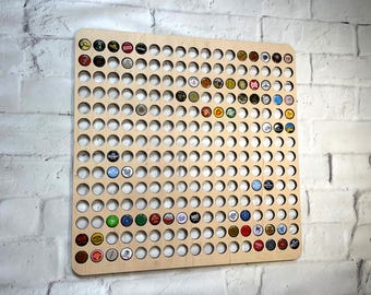 Square Beer Cap Display | 238 Holes | Wooden Bottle Cap Holder Wall Decor | Beer Lover Gift | Beer Cap Collection Board | Bar Decor