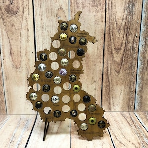 Karte der Champagne, Frankreich / Geschenk für Champagner-Liebhaber / Champagner-Flaschenverschluss / Weinkarte / Champagner-Plakette