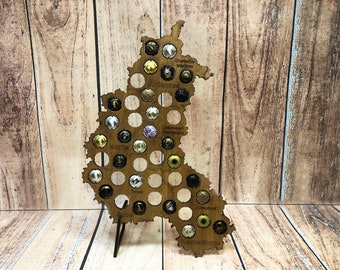 Valentines Day Gift for Champagne Lovers / Map of the Champagne Region, France / Champagne Bottle Cap Holder / Wine Map / Champagne Plaque