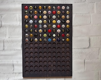 Black Champagne Bottle Cap Display Frame, 150 Slot Wooden Collector Board, Champagne Lover Gift, Wine Cellar, Premium Wall Decor