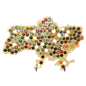 Map Beer Cap Collection of beer bottle caps Display