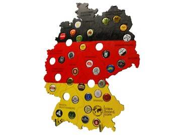 Germany Beer Cap Holder / Beer Cap Map Germany Colored/ Wall Art Bottle Caps Holder / Bar Decor