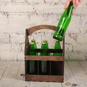 Gifts for Him Bottle Carrier 6 Pack / Beer Bottle Box / Beer Crate 6 / Beer Lover / Eco Valentine's Day GiftsFor Husband image 4