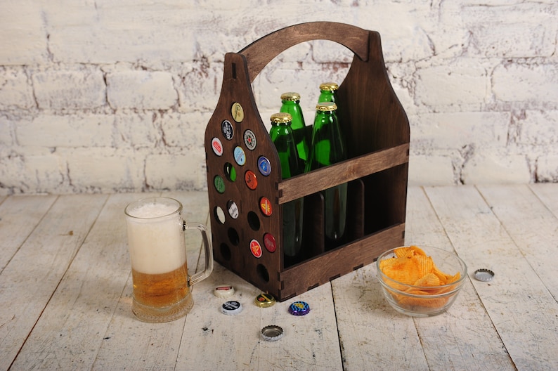 Gifts for Him Bottle Carrier 6 Pack / Beer Bottle Box / Beer Crate 6 / Beer Lover / Eco Valentine's Day GiftsFor Husband image 8