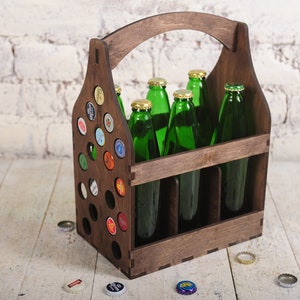 Gifts for Him Bottle Carrier 6 Pack / Beer Bottle Box / Beer Crate 6 / Beer Lover / Eco Valentine's Day GiftsFor Husband image 1