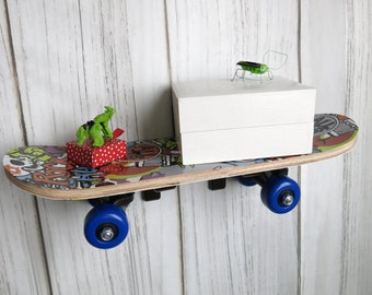 Open Skateboard Shelf: Kids Room Decor, Skateboard Recycled, Wall Shelves Home Decor